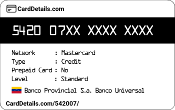 Card Details: 542007
