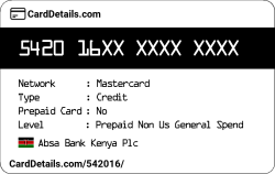 Card Details: 542016