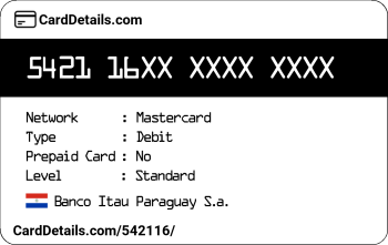 Card Details: 542116