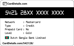 Card Details: 542128