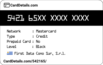 Card Details: 542165