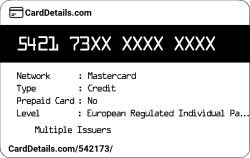 Card Details: 542173