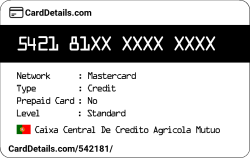 Card Details: 542181