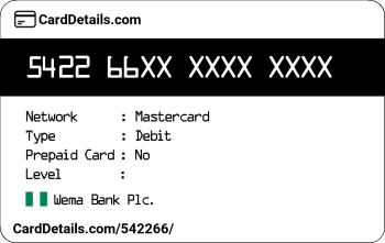 Card Details: 542266