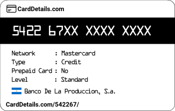 Card Details: 542267