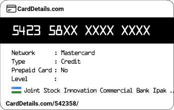 Card Details: 542358