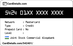 Card Details: 542401
