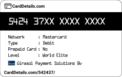 Card Details: 542437