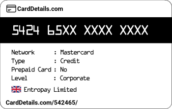 Card Details: 542465
