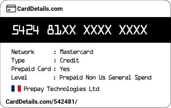 Card Details: 542481