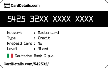 Card Details: 542532