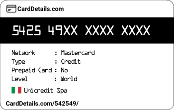 Card Details: 542549