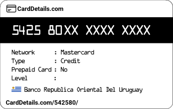 Card Details: 542580