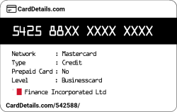 Card Details: 542588
