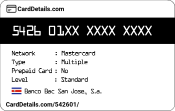 Card Details: 542601