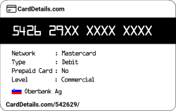 Card Details: 542629