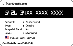 Card Details: 542634