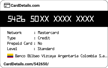 Card Details: 542650