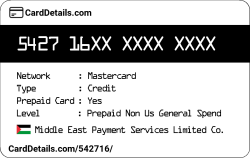 Card Details: 542716