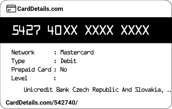 Card Details: 542740