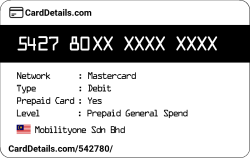 Card Details: 542780