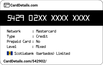 Card Details: 542902