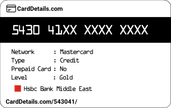 Card Details: 543041