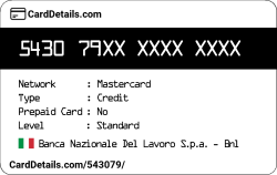 Card Details: 543079
