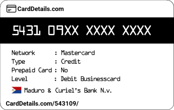 Card Details: 543109