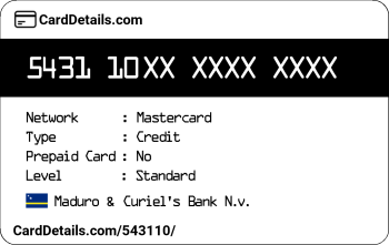 Card Details: 543110