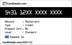 Card Details: 543112