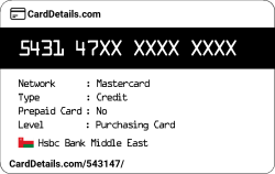 Card Details: 543147