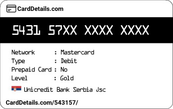 Card Details: 543157