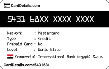 Card Details: 543168