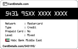 Card Details: 543195