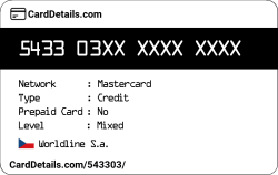 Card Details: 543303