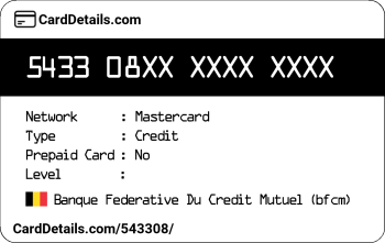 Card Details: 543308