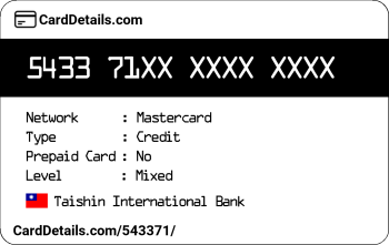 Card Details: 543371