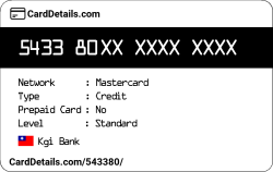 Card Details: 543380