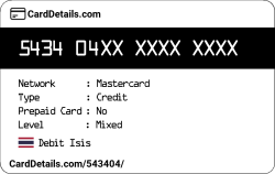 Card Details: 543404