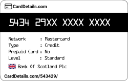 Card Details: 543429