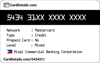 Card Details: 543431