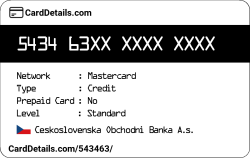 Card Details: 543463