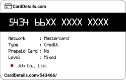Card Details: 543466