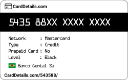 Card Details: 543588