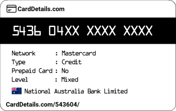 Card Details: 543604