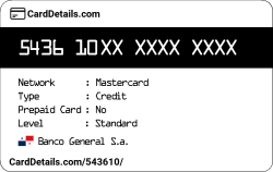 Card Details: 543610