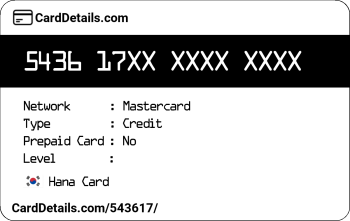 Card Details: 543617
