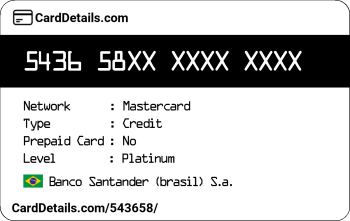 Card Details: 543658