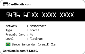 Card Details: 543660